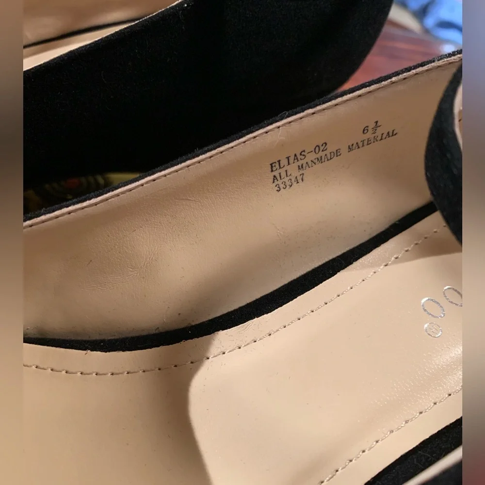 Bamboo wedged heels with ankle strap 6.5
